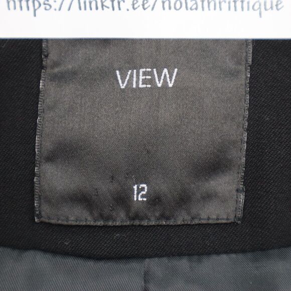 View Suit Womens 12 Black Skirt Suit Notch Lapel Single Breasted Blazer - Picture 3 of 16